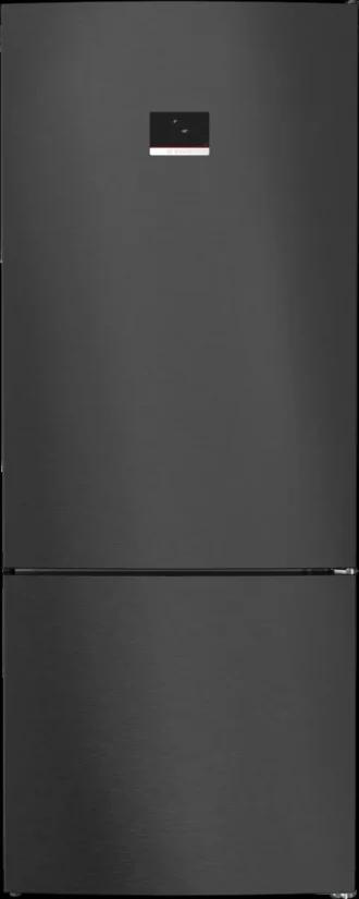 Series 6 free-standing fridge-freezer with freezer at bottom 186 x 75 cm Brushed black steel anti-fingerprint
