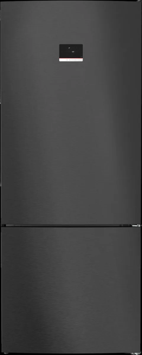 Series 6 free-standing fridge-freezer with freezer at bottom 186 x 75 cm Brushed black steel anti-fingerprint