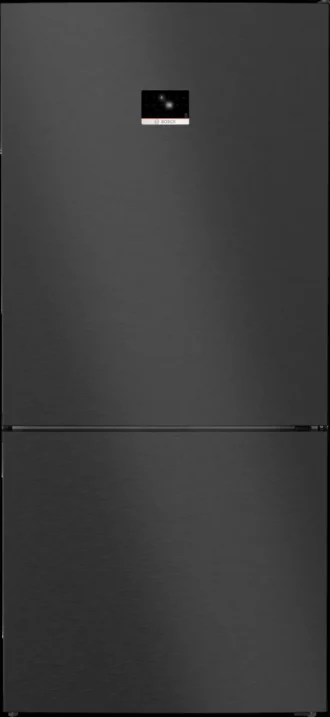 Series 8 free-standing fridge-freezer with freezer at bottom 186 x 86 cm Brushed black steel anti-fingerprint