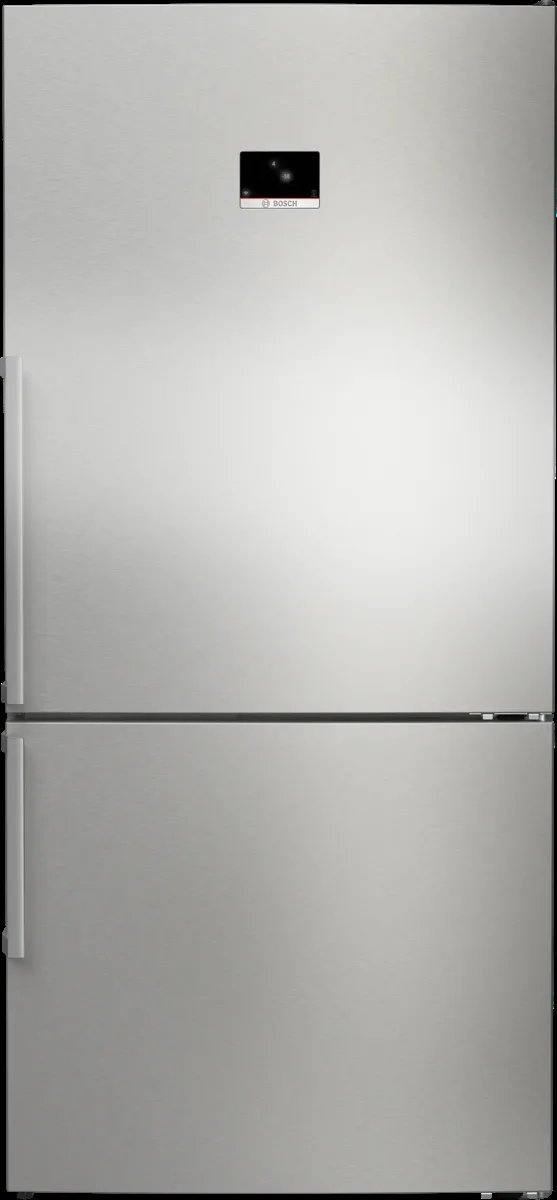 Series 8 free-standing fridge-freezer with freezer at bottom 186 x 86 cm Brushed steel