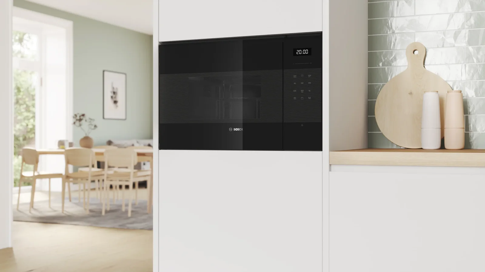 Bosch built-in microwave in a fitted kitchen