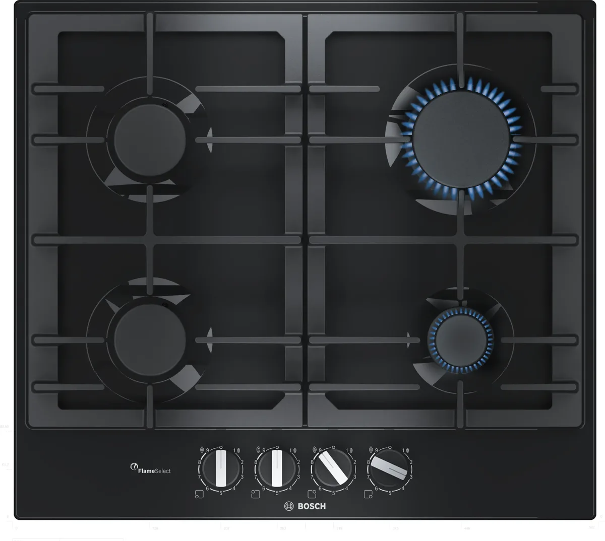 Series 6 Gas hob 60 cm Enameled steel, Black