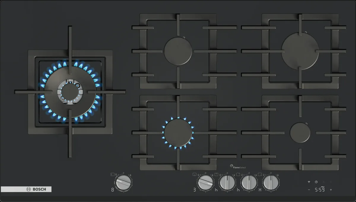 Series 8 Gas hob Tempered glass, Black