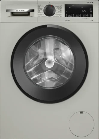 Series 4 washing machine, frontloader fullsize 9 kg , Silver inox