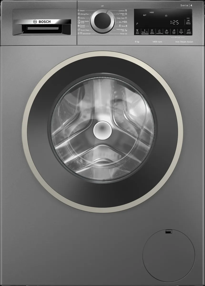 Series 4 washing machine, frontloader fullsize 9 kg , Cast iron grey
