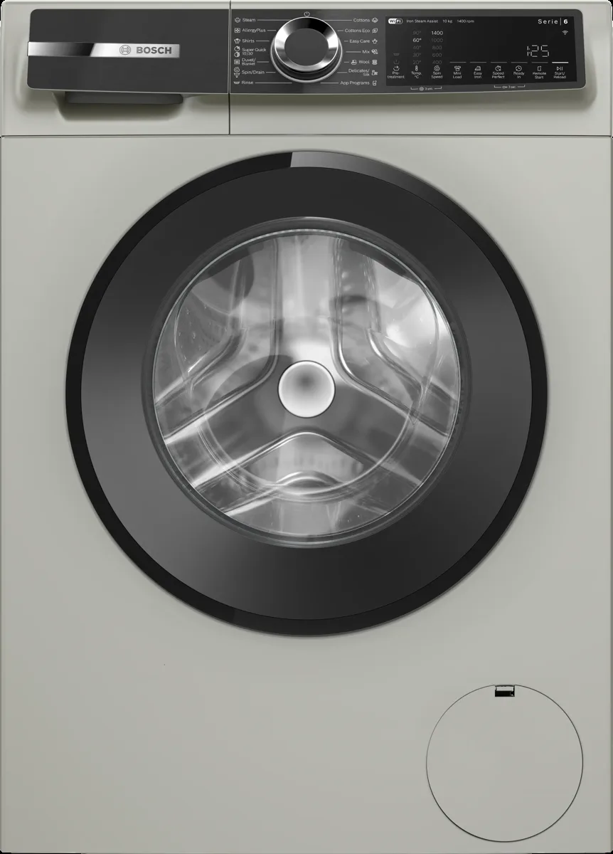 Series 6 washing machine, frontloader fullsize 10 kg , Silver inox